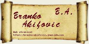 Branko Akifović vizit kartica